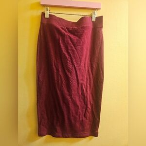 Zenana Elegant Burgundy Pencil Midi Skirt Cotton New NWT